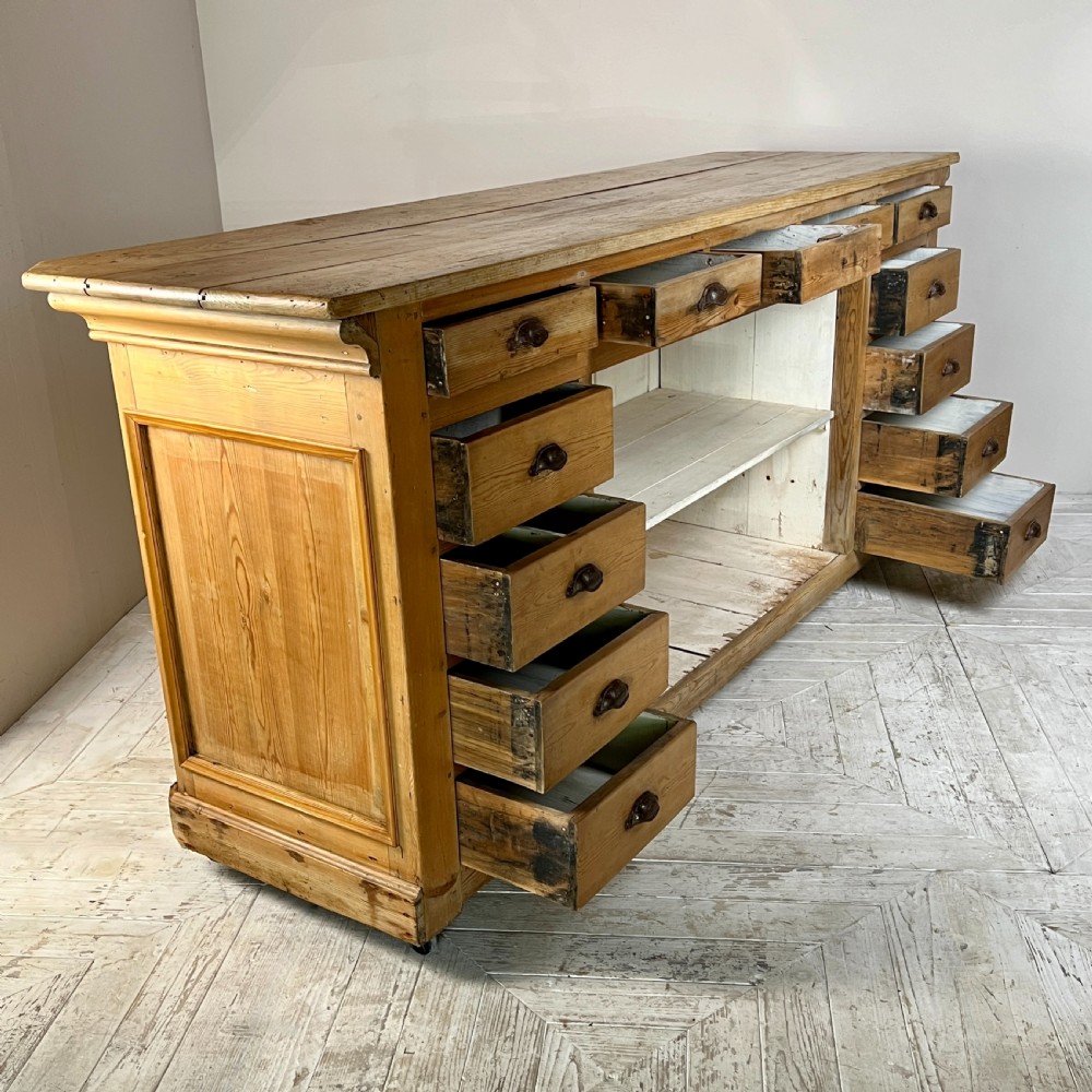 Vintage French Pine Haberdashery Shop Counter  View IX