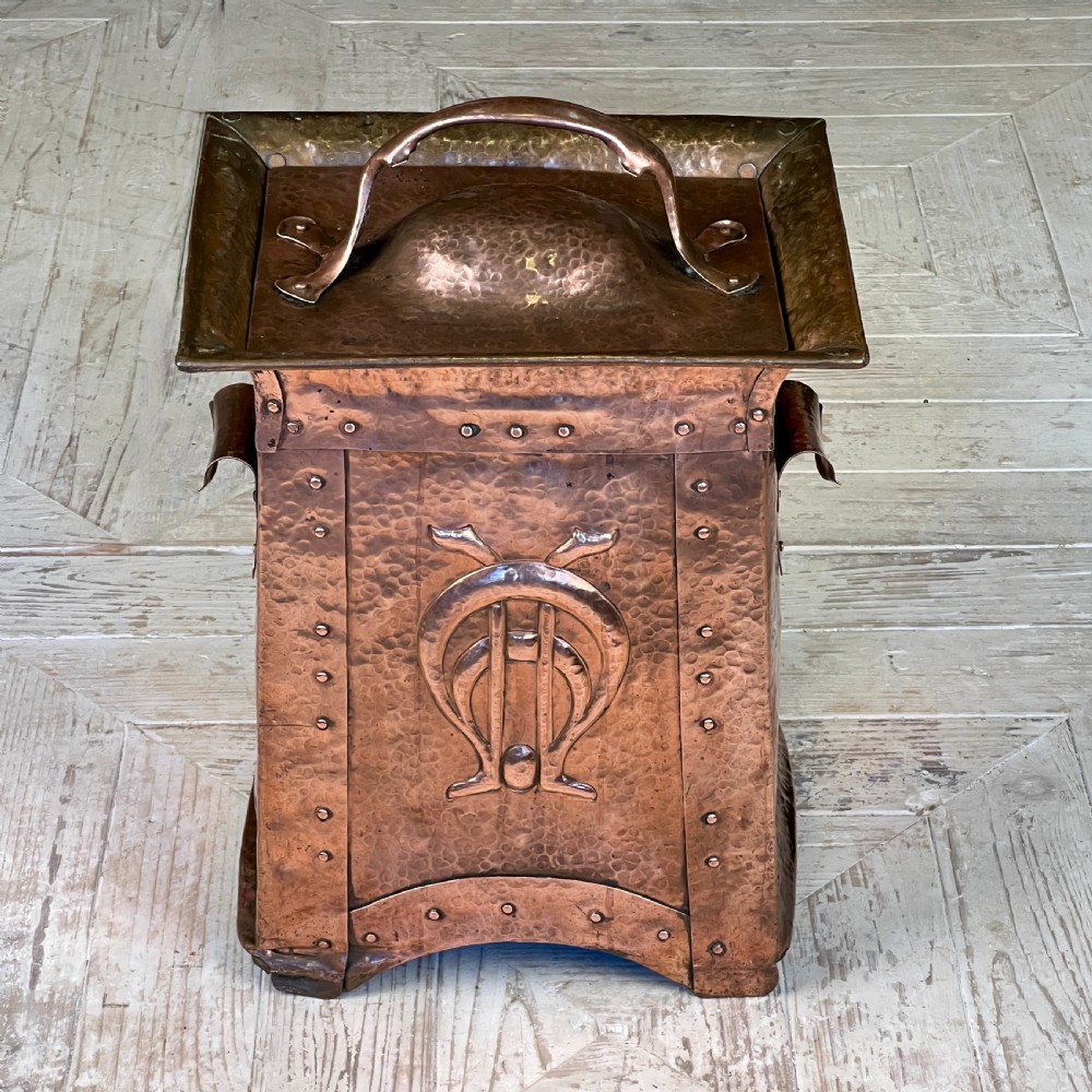 Arts & Crafts William Soutter & Sons Copper Coal, Kindling Or Log Box View VI