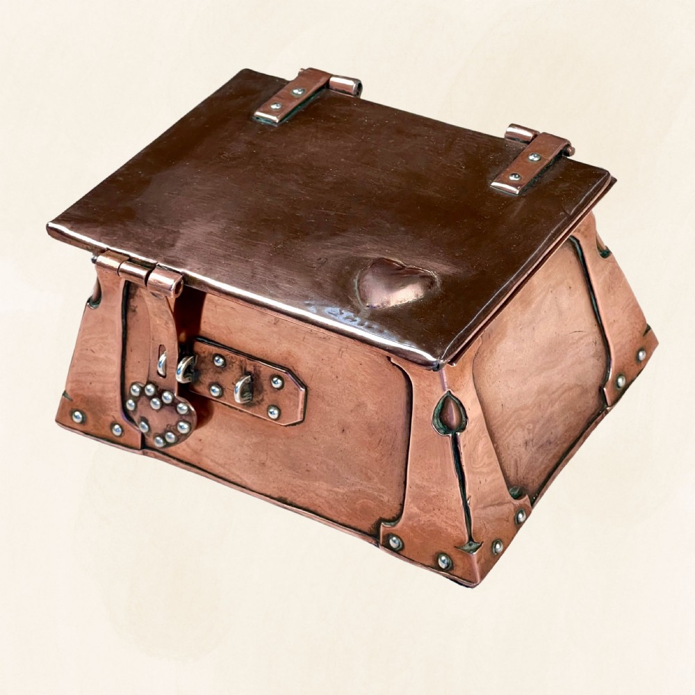 An Arts & Crafts Copper Love Casket Or Jewellery Box