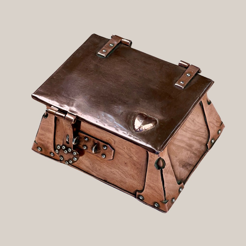 An Arts & Crafts Copper Love Casket Or Jewellery Box View II