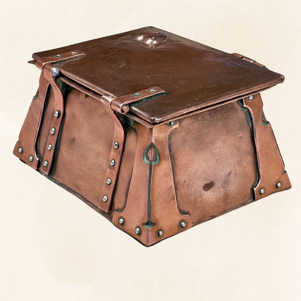 An Arts & Crafts Copper Love Casket Or Jewellery Box View IV