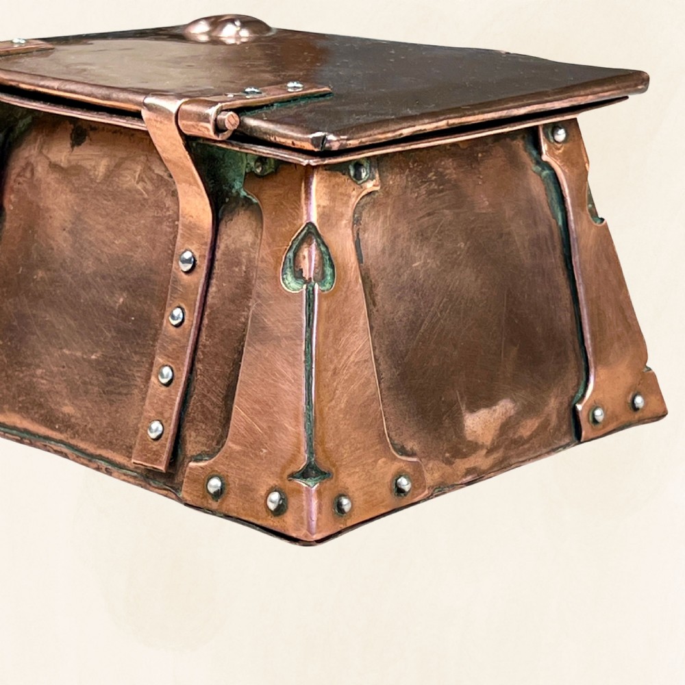 An Arts & Crafts Copper Love Casket Or Jewellery Box View V