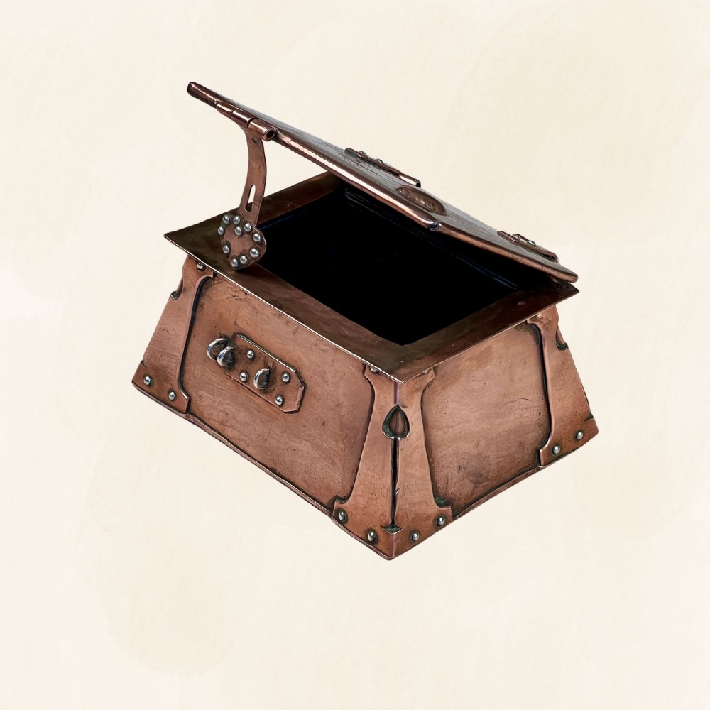 An Arts & Crafts Copper Love Casket Or Jewellery Box View VI