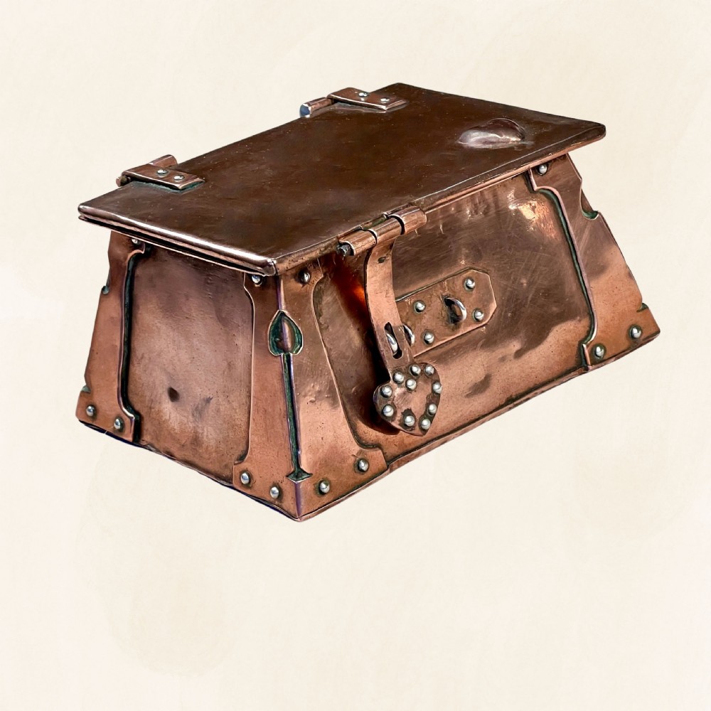 An Arts & Crafts Copper Love Casket Or Jewellery Box View VII
