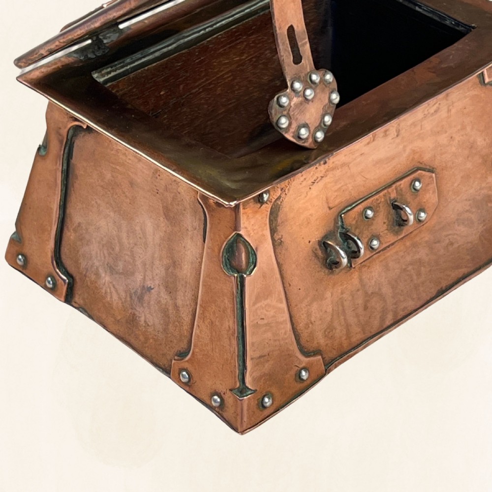 An Arts & Crafts Copper Love Casket Or Jewellery Box View VIII