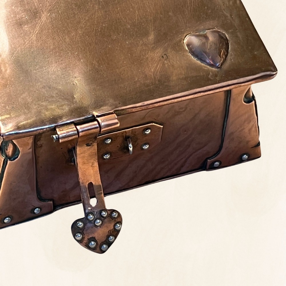 An Arts & Crafts Copper Love Casket Or Jewellery Box View IX