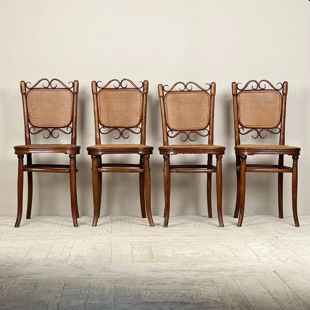 A Quartet Of Early C20th Bentwood And Cane Chairs By Josef Hoffmann