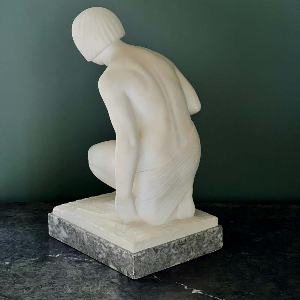 Early C20th Italian Marble Sculpture Of A Lady Bathing  View III