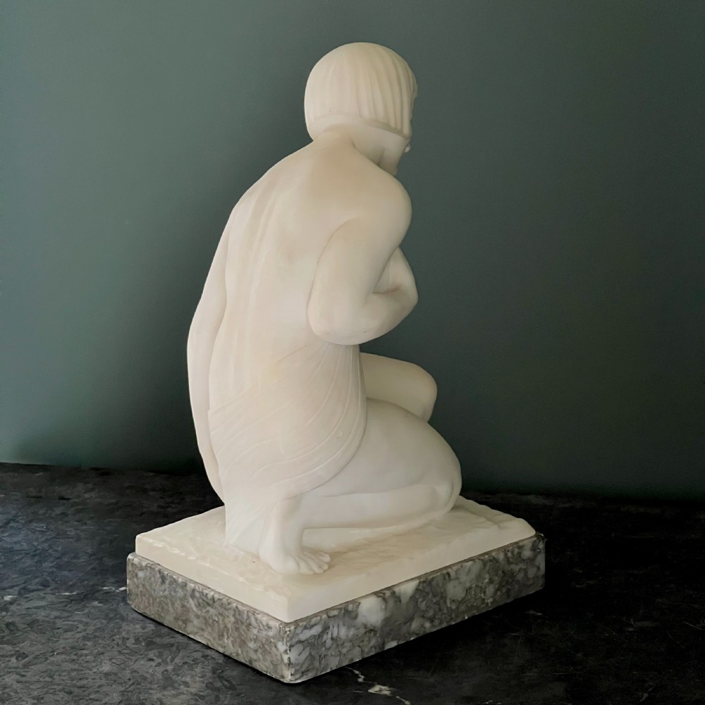 Early C20th Italian Marble Sculpture Of A Lady Bathing  View IV