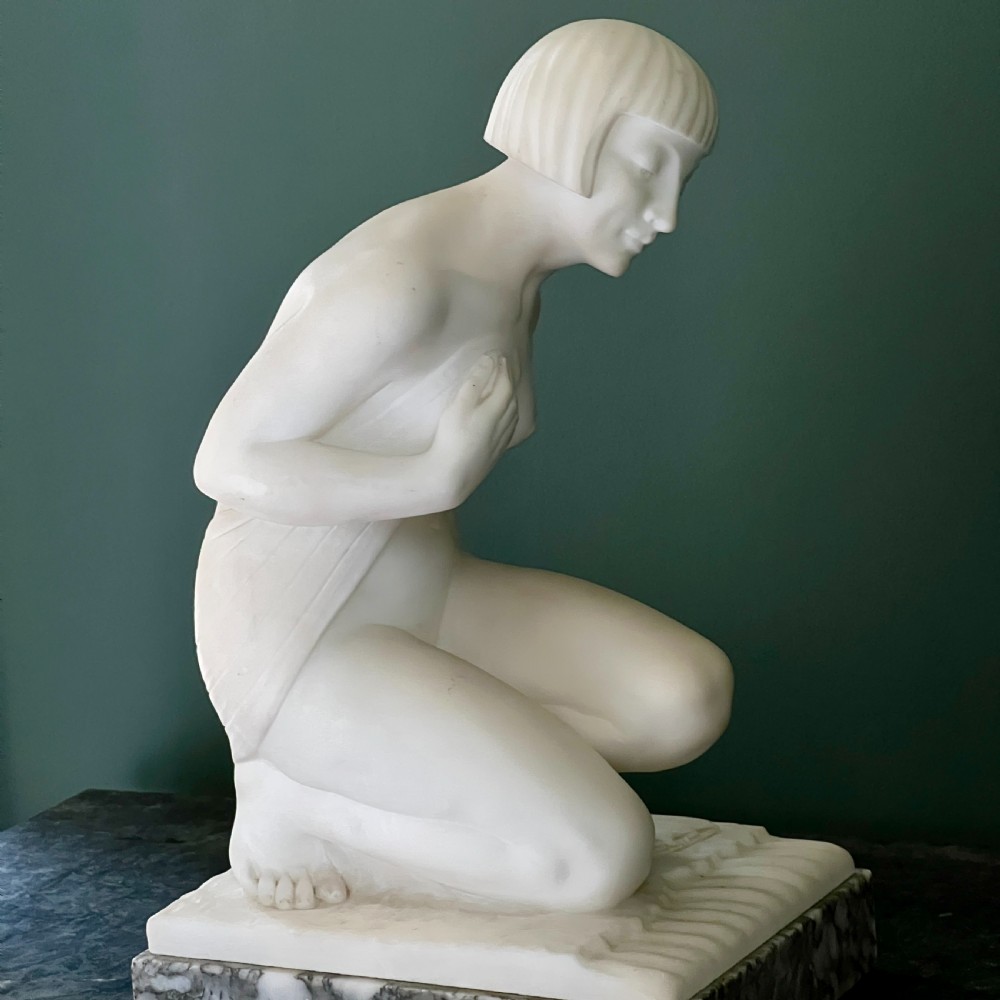 Early C20th Italian Marble Sculpture Of A Lady Bathing  View VI
