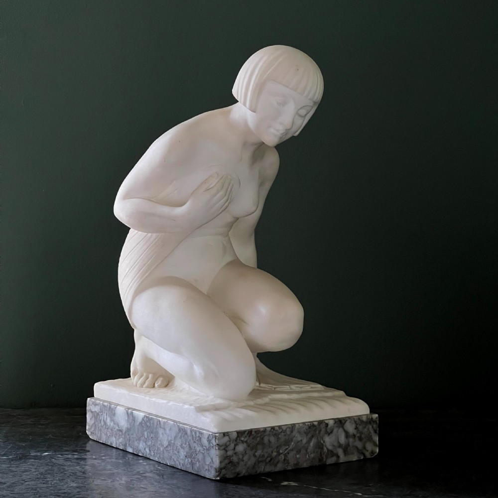 Early C20th Italian Marble Sculpture Of A Lady Bathing  View VII