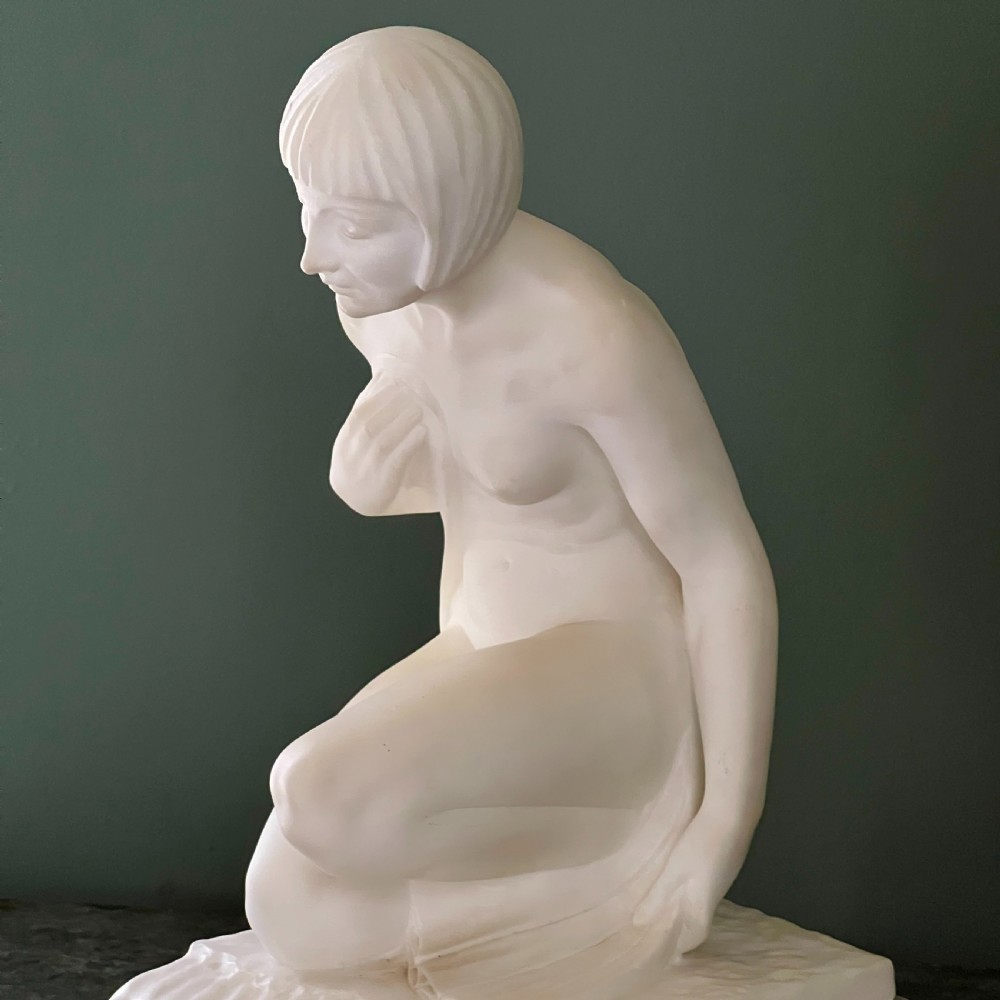 Early C20th Italian Marble Sculpture Of A Lady Bathing  View VIII