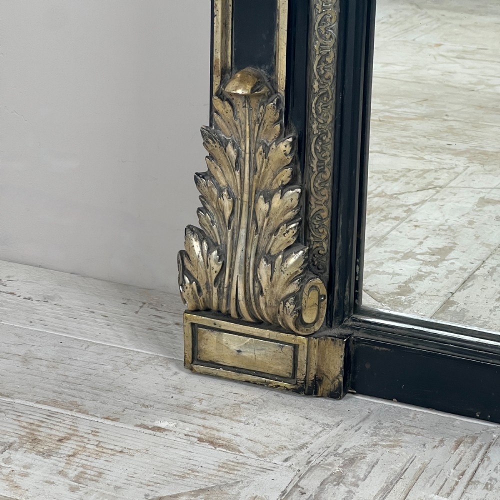Large Antique French Ebonised & Silver Gilt Floor Or Overmantel Mirror View II