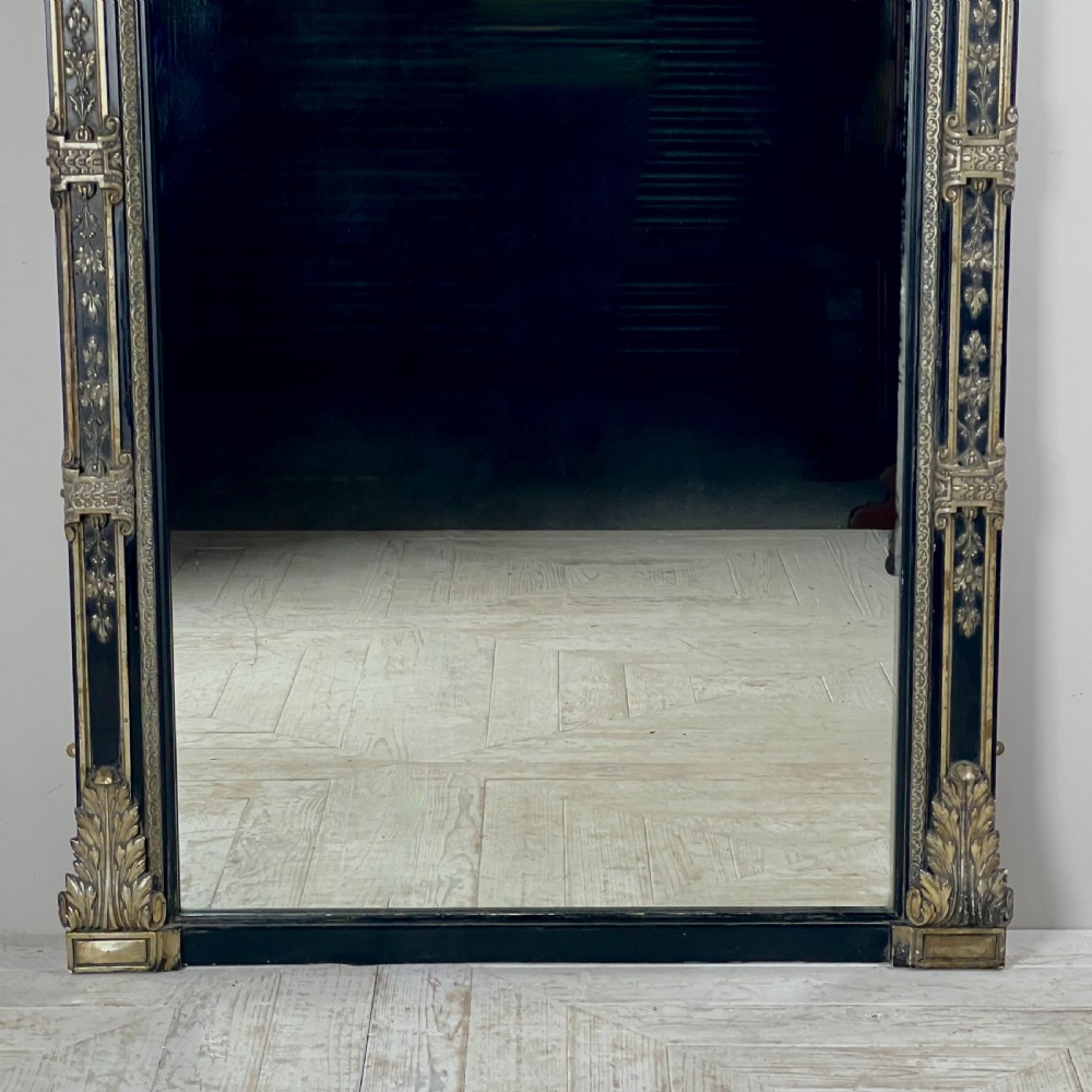 Large Antique French Ebonised & Silver Gilt Floor Or Overmantel Mirror View III
