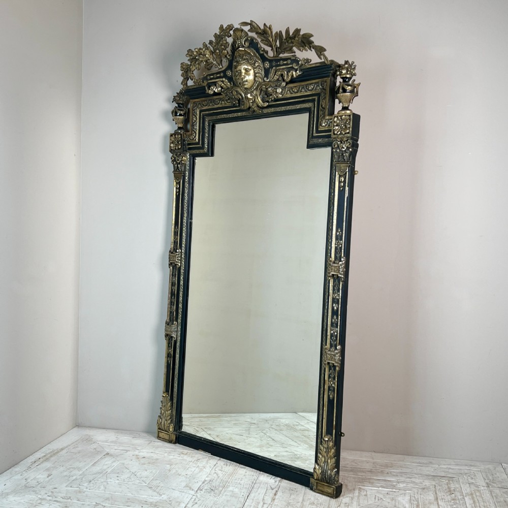 Large Antique French Ebonised & Silver Gilt Floor Or Overmantel Mirror View V