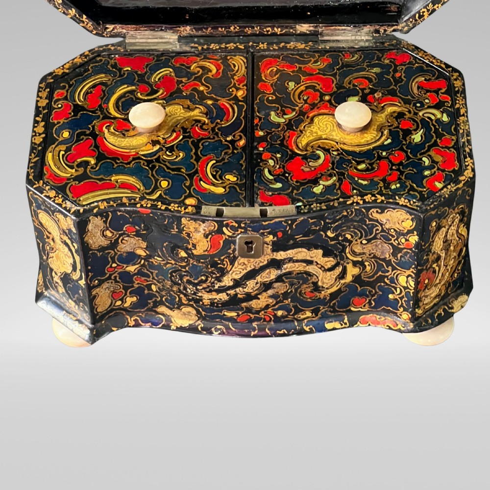 A Victorian Jennens & Bettridge Papier Mache Tea Caddy View IV