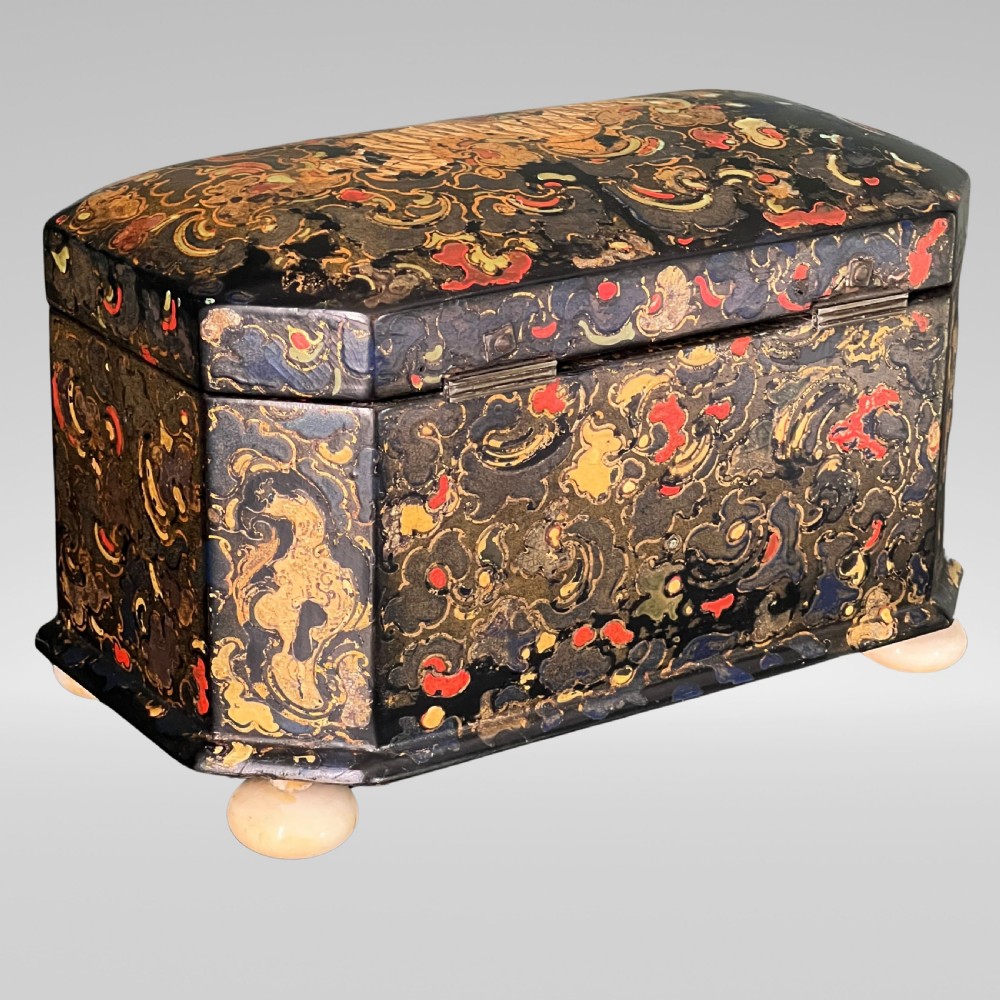A Victorian Jennens & Bettridge Papier Mache Tea Caddy View V