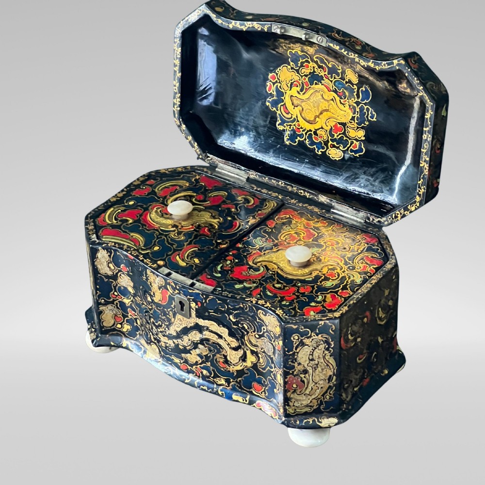 A Victorian Jennens & Bettridge Papier Mache Tea Caddy View VII