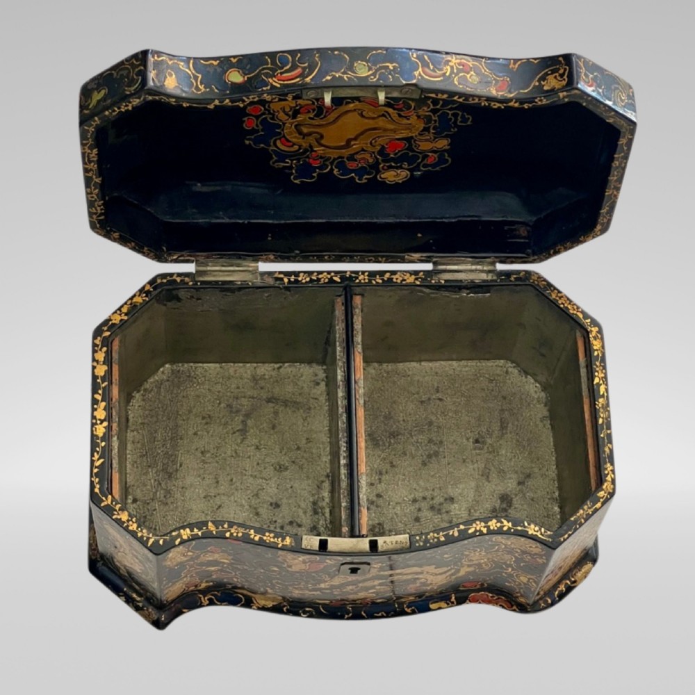 A Victorian Jennens & Bettridge Papier Mache Tea Caddy View VIII