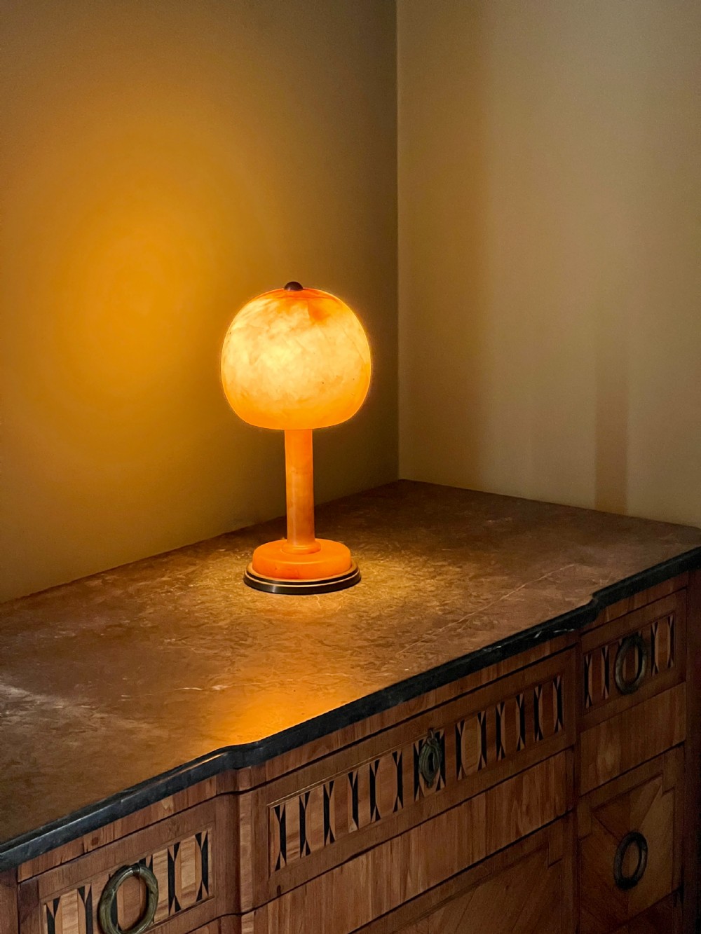 Art Deco Marble Effect Glass And Brass Table Lamp View XI
