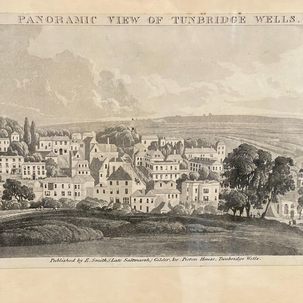 A Large Antique Engraving 'Panoramic View Of Tunbridge Wells'  View III
