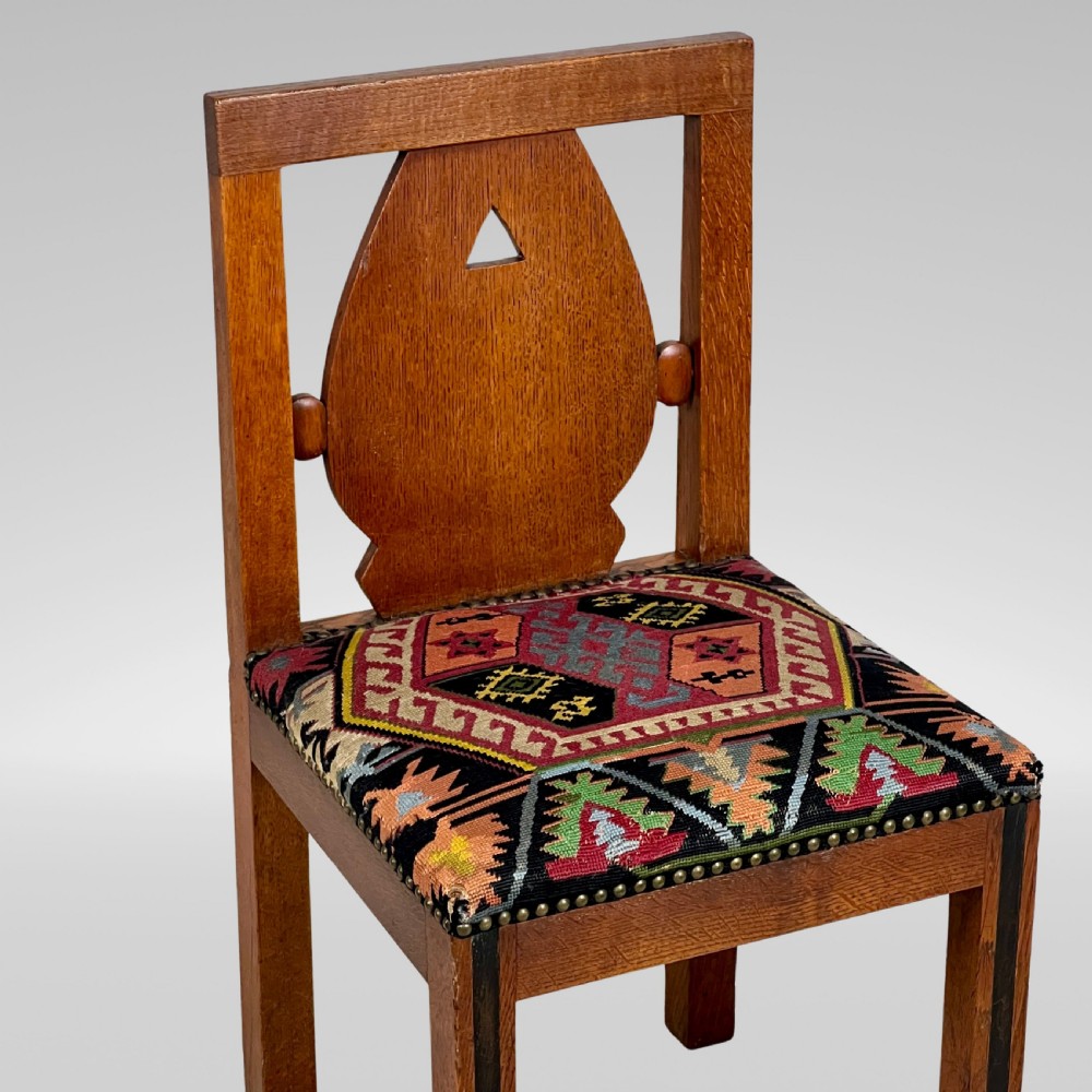 A Set Of Six Oak Art Deco And Kilim Dining Chairs View VI