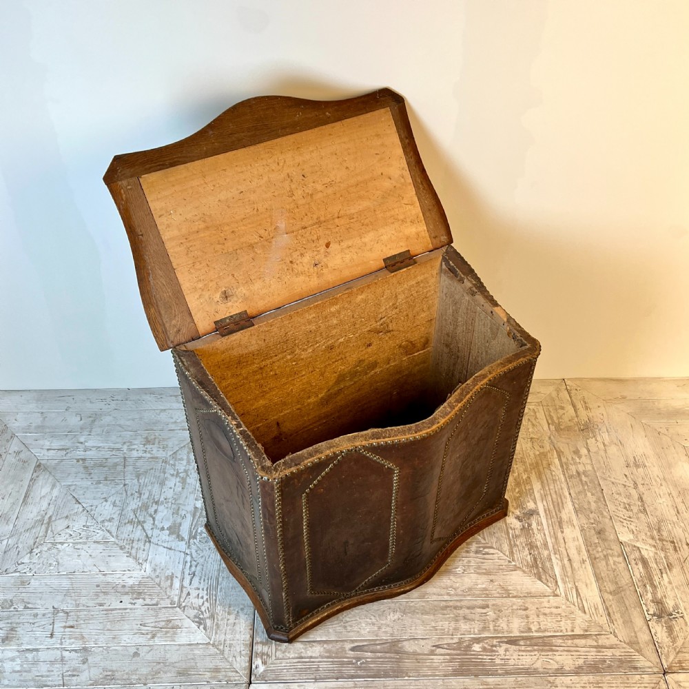 A 19th Century French Oak And Leather Log Or Storage Box View IV
