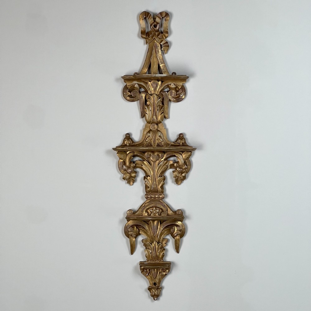 Carved Giltwood Wall Display Shelf (Pair Available)