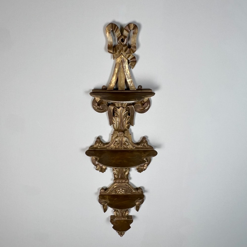 Carved Giltwood Wall Display Shelf (Pair Available) View X