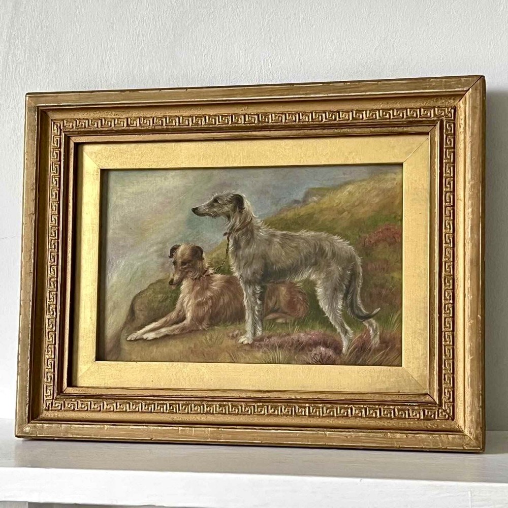 Lurchers Early C20th Oil On Board  By Bessie Bamber 