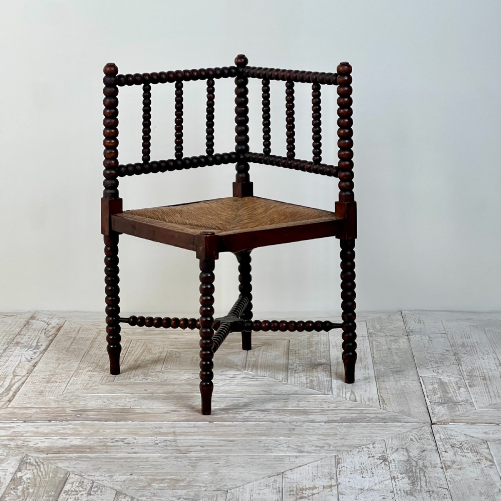 A 19th Century Corner Bobbin Chair With Rush Seat View VI