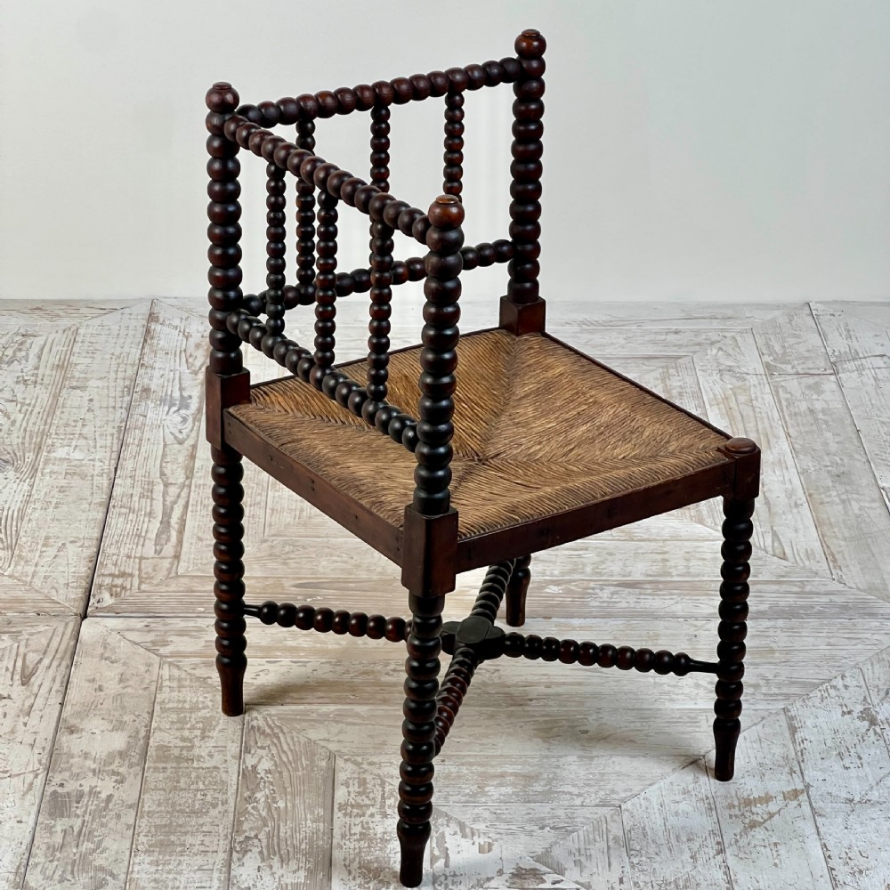 A 19th Century Corner Bobbin Chair With Rush Seat View VIII