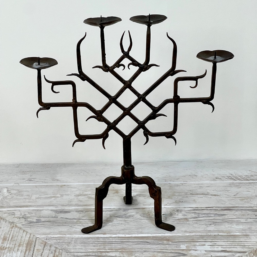 A Pair Of  Gothic Wrought Iron Candelabra View III