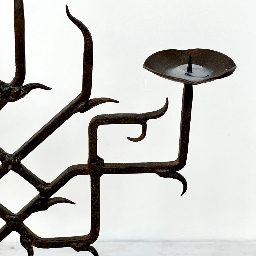 A Pair Of  Gothic Wrought Iron Candelabra View V