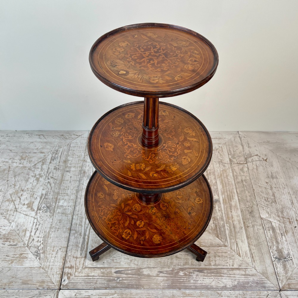 An Antique Dutch Marquetry Three Tier Dumbwaiter View II