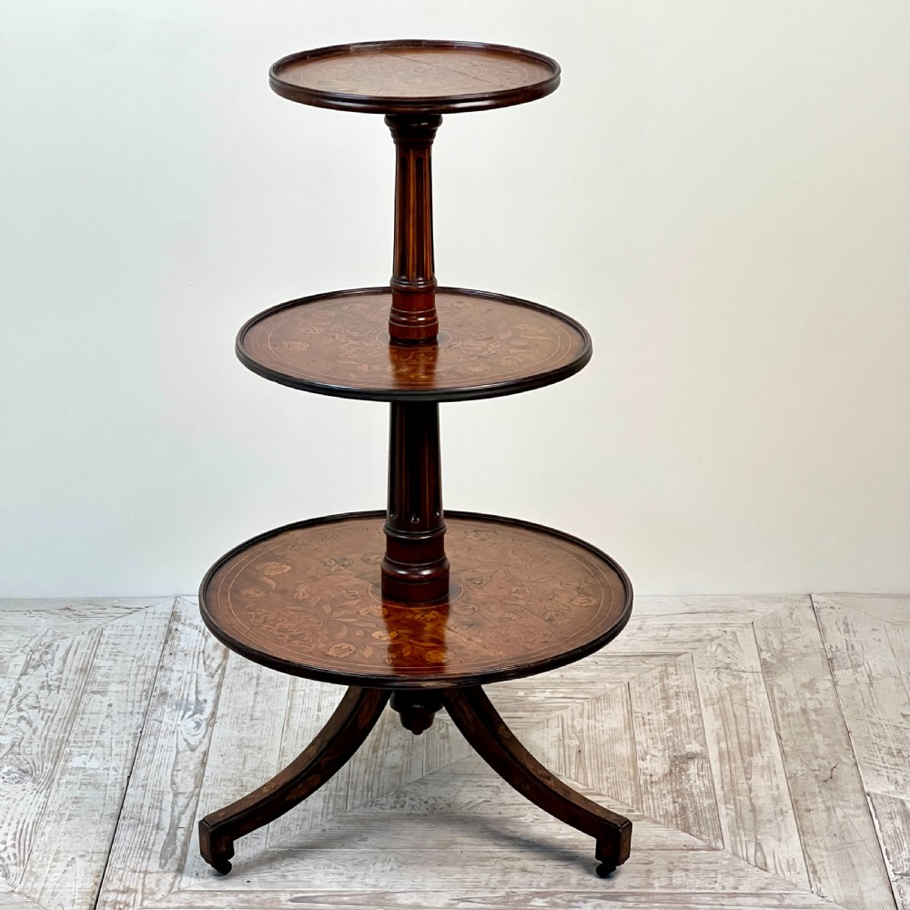 An Antique Dutch Marquetry Three Tier Dumbwaiter View IV