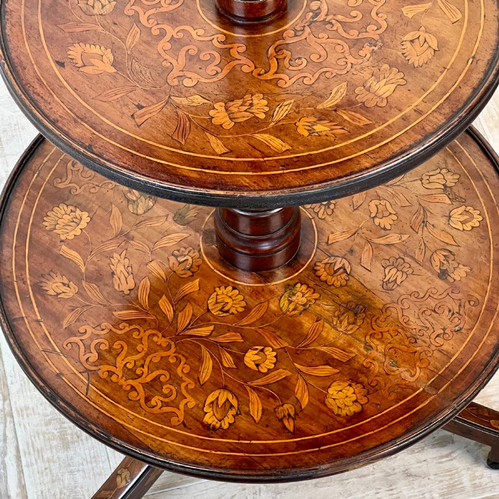 An Antique Dutch Marquetry Three Tier Dumbwaiter View V