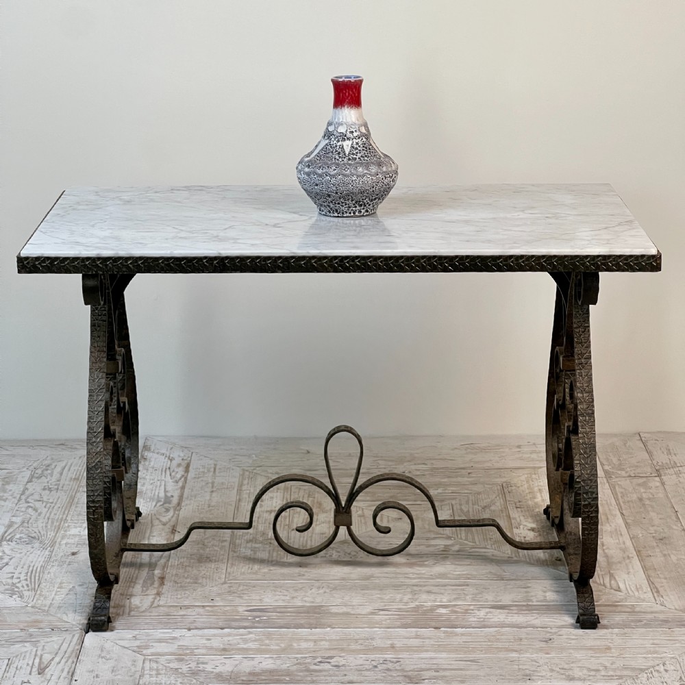 A Wrought Iron Marble Topped Coffee Or Side Table Circa 1930 View II