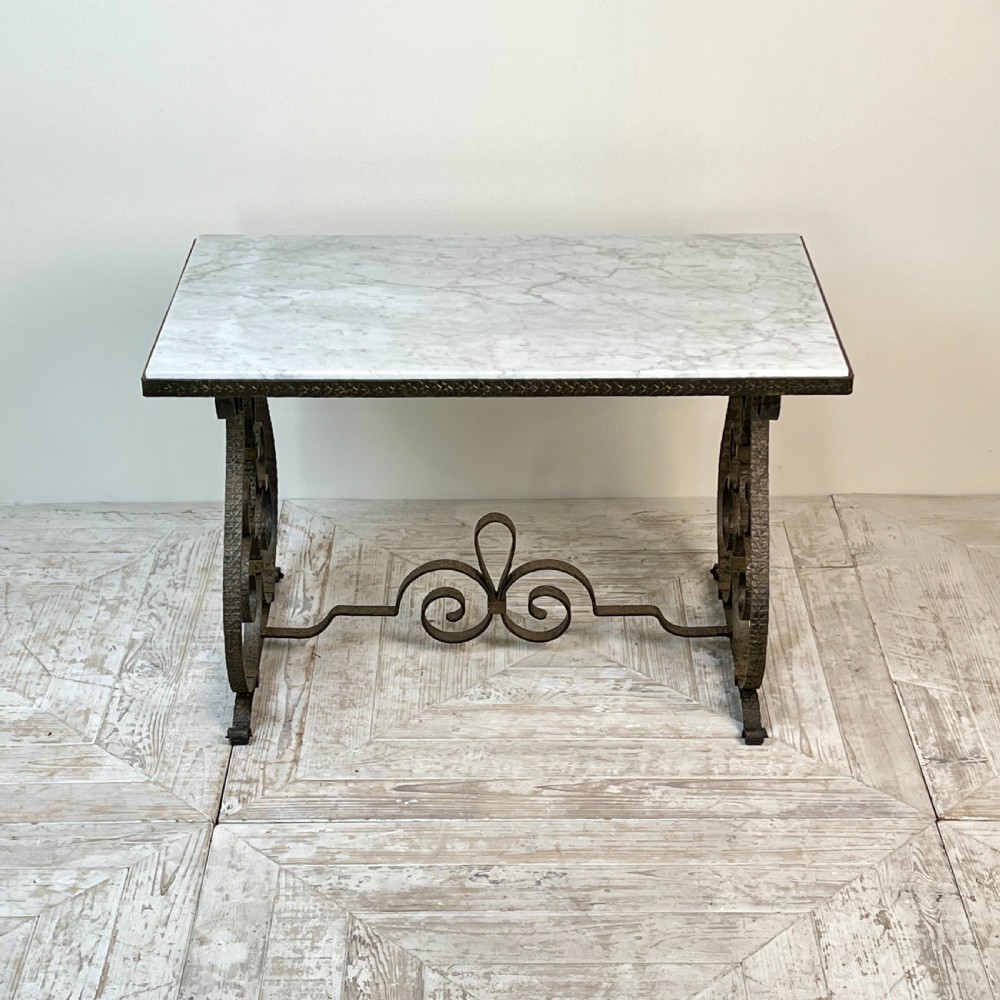 A Wrought Iron Marble Topped Coffee Or Side Table Circa 1930 View IV