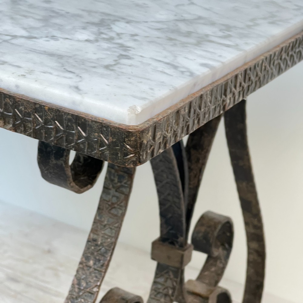 A Wrought Iron Marble Topped Coffee Or Side Table Circa 1930 View VI