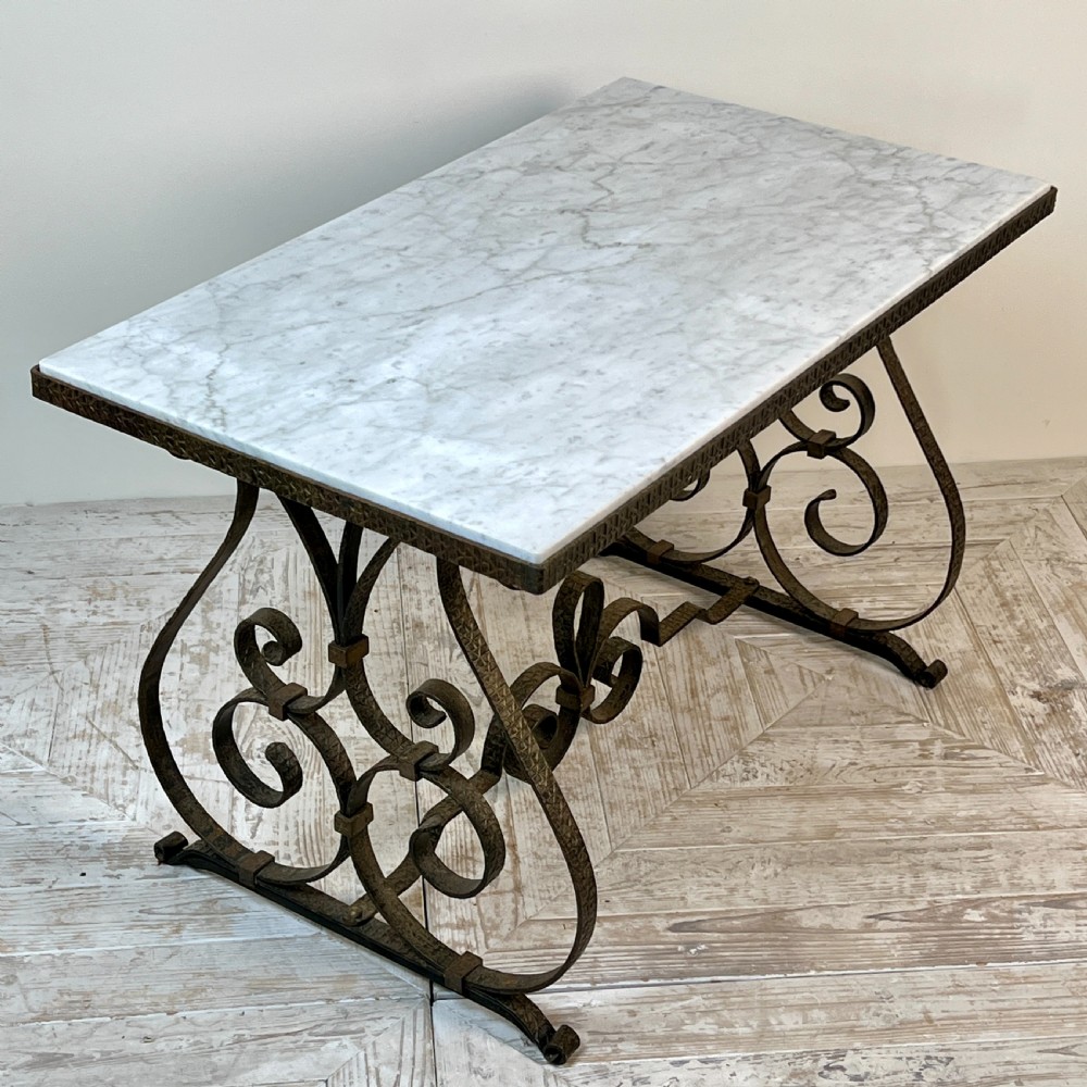 A Wrought Iron Marble Topped Coffee Or Side Table Circa 1930 View VII