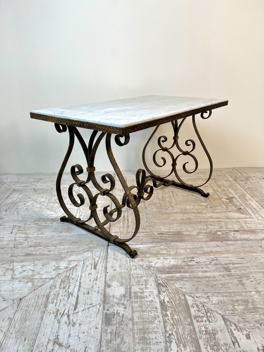 A Wrought Iron Marble Topped Coffee Or Side Table Circa 1930 View VIII
