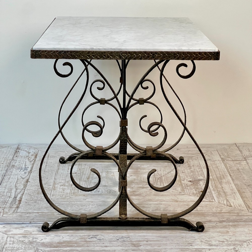 A Wrought Iron Marble Topped Coffee Or Side Table Circa 1930 View IX