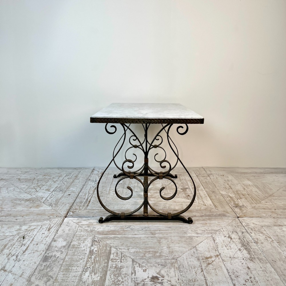 A Wrought Iron Marble Topped Coffee Or Side Table Circa 1930 View X