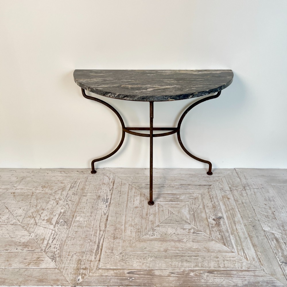 A Wrought Iron And Granite Topped Console Table (Pair Available) View V