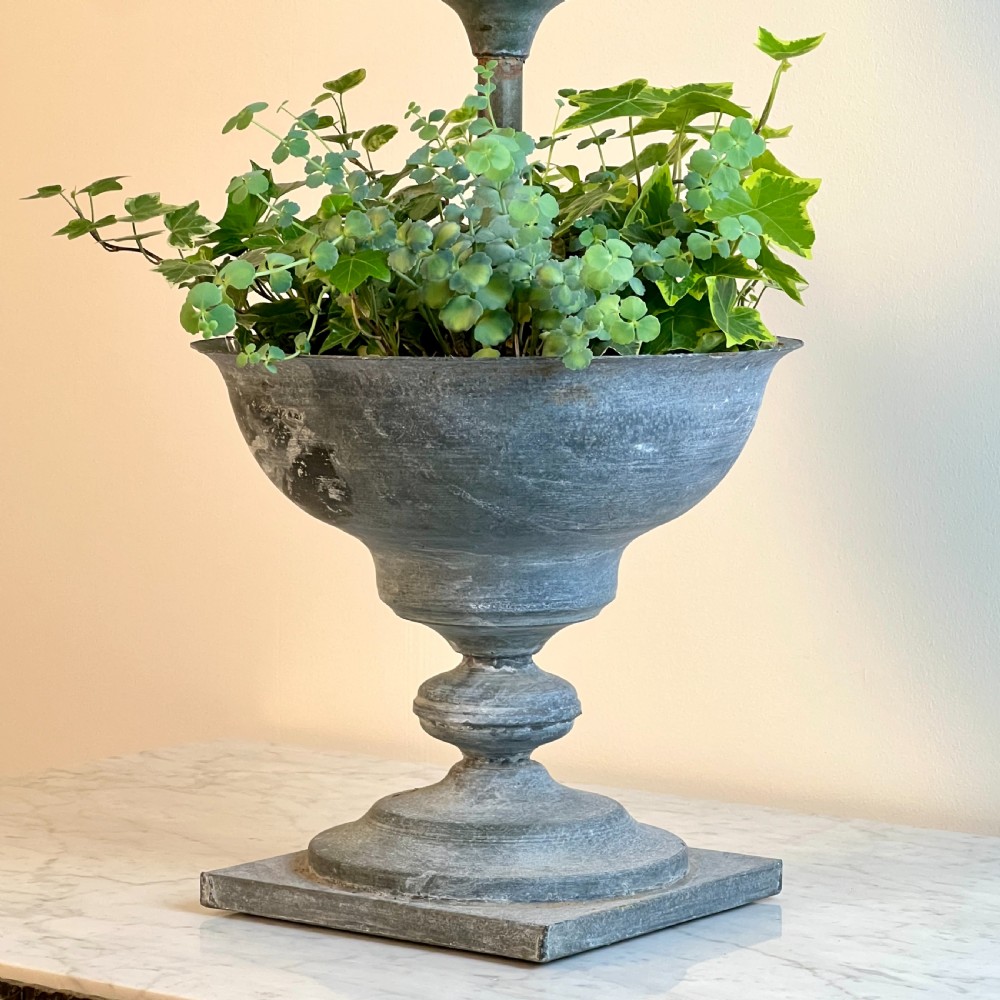 Large Vintage Belgium Zinc Candelabra Planter  View IX