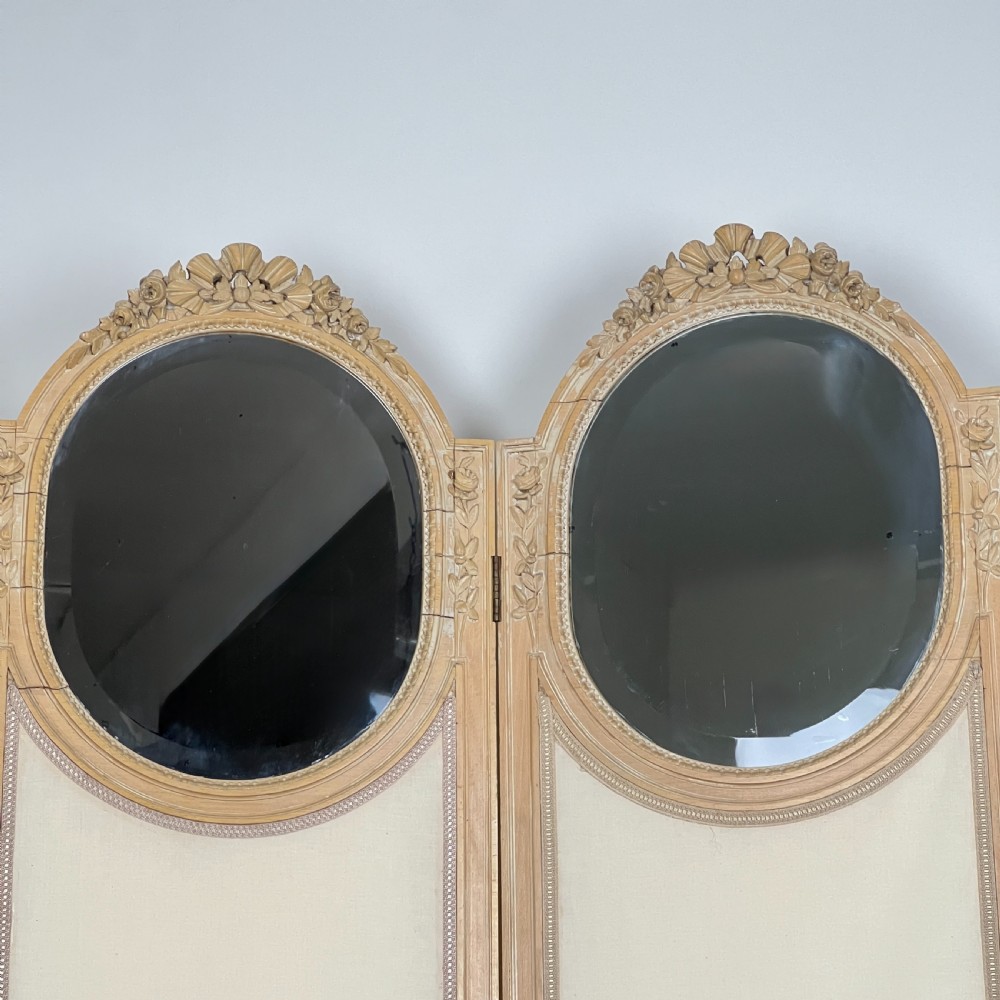 Large French Four-Fold Mirrored Dressing Screen Or Room Divider Circa 1920 View VII