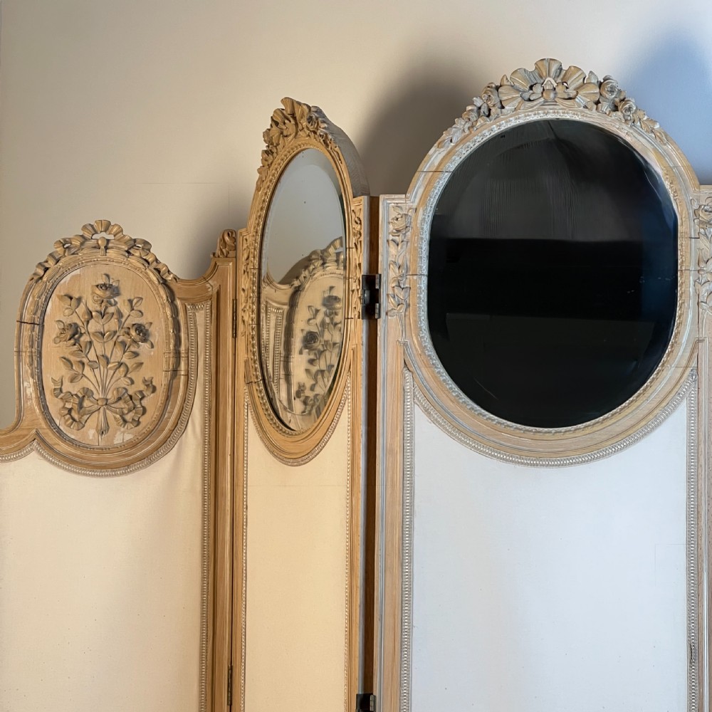 Large French Four-Fold Mirrored Dressing Screen Or Room Divider Circa 1920 View X