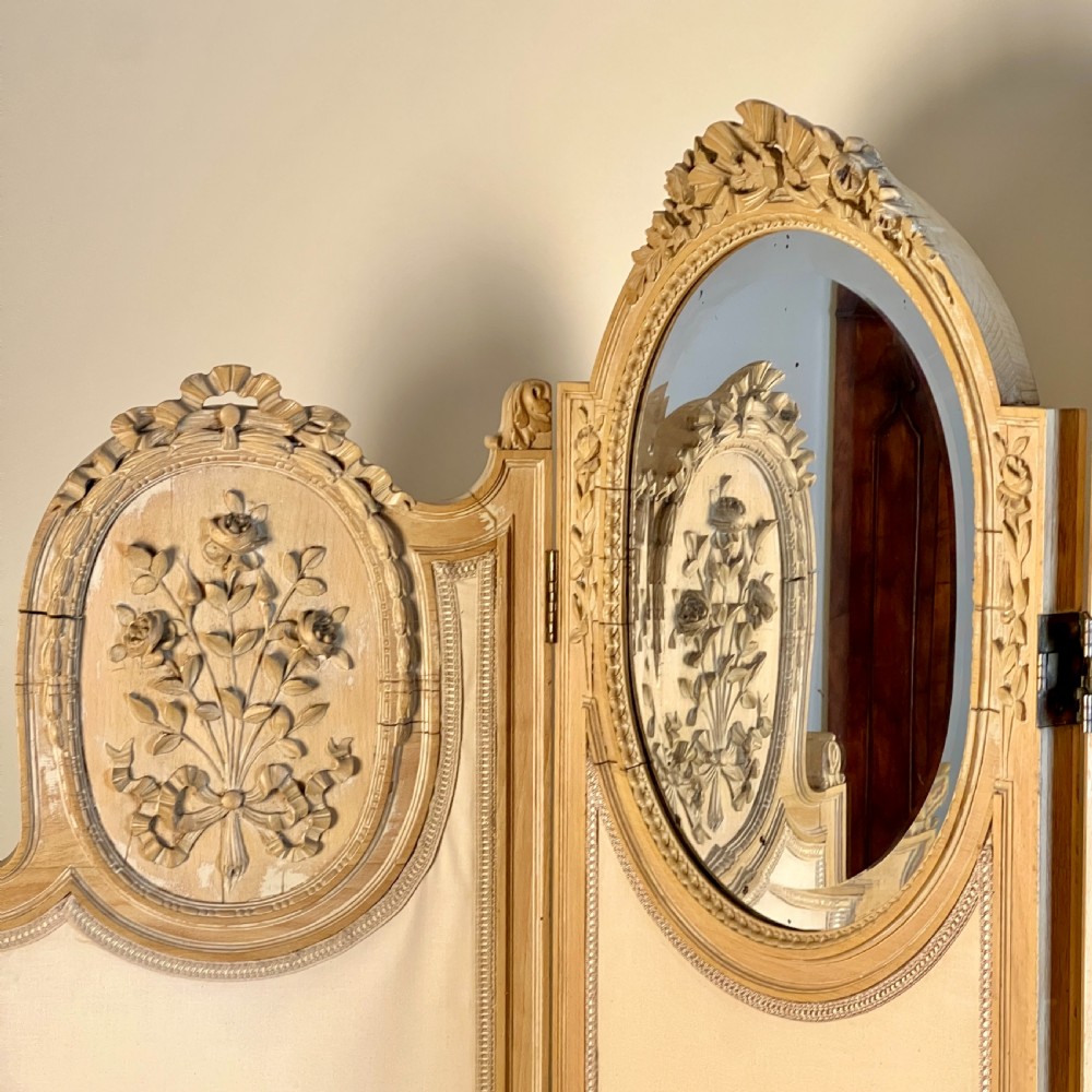 Large French Four-Fold Mirrored Dressing Screen Or Room Divider Circa 1920 View XI