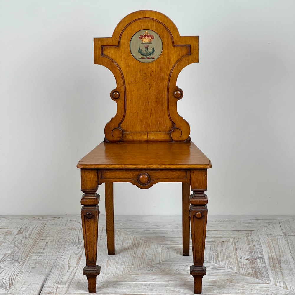 A Victorian Oak Hall Chair With Earls Crest